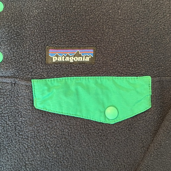 Patagonia Women Synchilla Snap T Fleece Pullover Blue w/green trim sz S - Picture 2 of 7